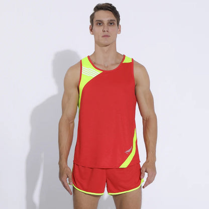 Men Running Sets Quick Dry Sprint Sports Jogging Uniform Vest Shorts Thin Marathon Outdoor Suits Track And Field Sets - Roller