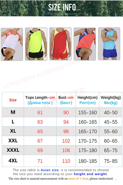 Men Running Sets Quick Dry Sprint Sports Jogging Uniform Vest Shorts Thin Marathon Outdoor Suits Track And Field Sets - Roller