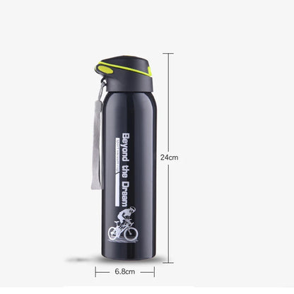 Vacuum Stainless Steel Cycling Water Bottle Double Walled Simple Thermo Mug Insulated With Straw