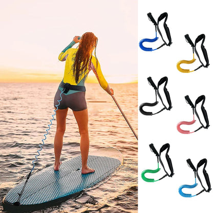 Coiled Leash Maximum Tensile Length Up To 10 Feet Surfboard Waist Rope Adjustable Coiled Surfing Leash for Stand Paddle Boards - Roller