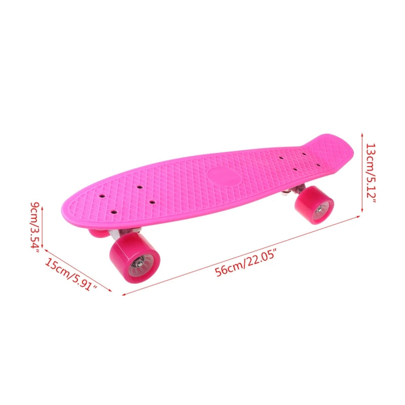 22 inch Four-wheel Skateboard Single-Warp Kick Skate Board Aluminum Bracket for Beginners Boys Girls