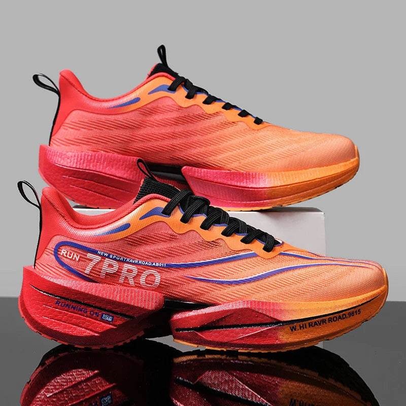 Carbon Plate Air Cushion Men Sports Marathon Running Shoes Breathable Lightweight Women Comfortable Athletic Nonskid Sneakers - Roller