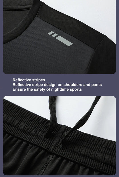 Men Women Quick Drying Running Sets Gym Fitness Suits Outdoor Short Sleeve Sports T-shirt Shorts Badminton Tennis Training Kit - Roller