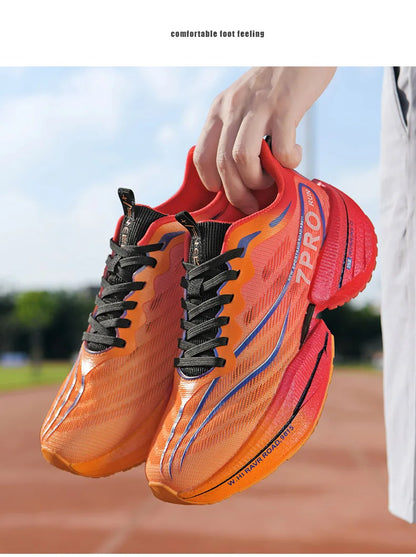 Carbon Plate Air Cushion Men Sports Marathon Running Shoes Breathable Lightweight Women Comfortable Athletic Nonskid Sneakers - Roller