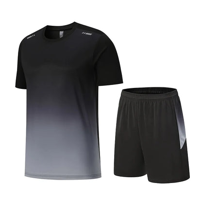 Men Women Quick Drying Running Sets Gym Fitness Suits Outdoor Short Sleeve Sports T-shirt Shorts Badminton Tennis Training Kit - Roller