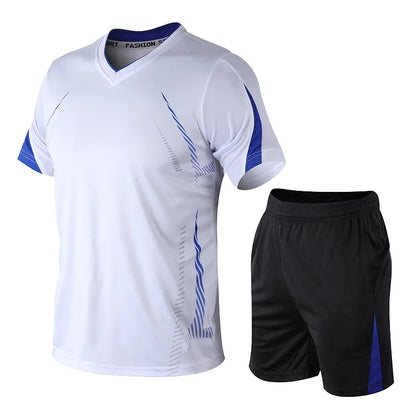 CHRLCK Men's Running Sets Summer Sportswear Breathable Gym Fitness Suits Quick Dry T-Shirts Sports Workout Training Tracksuit - Roller