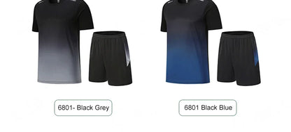 Men Women Quick Drying Running Sets Gym Fitness Suits Outdoor Short Sleeve Sports T-shirt Shorts Badminton Tennis Training Kit - Roller