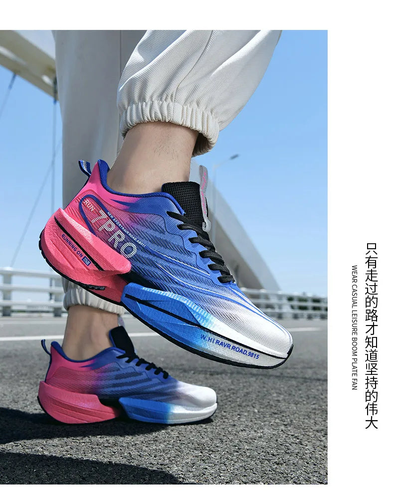 Carbon Plate Air Cushion Men Sports Marathon Running Shoes Breathable Lightweight Women Comfortable Athletic Nonskid Sneakers - Roller