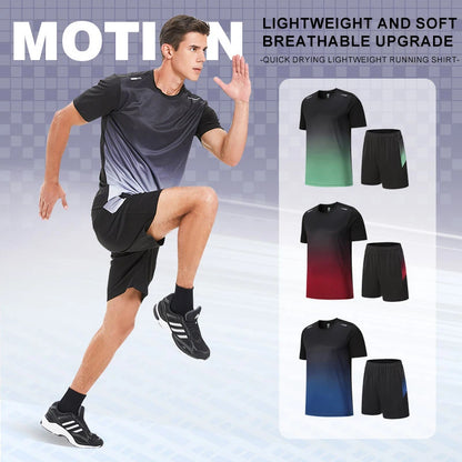Men Women Quick Drying Running Sets Gym Fitness Suits Outdoor Short Sleeve Sports T-shirt Shorts Badminton Tennis Training Kit - Roller