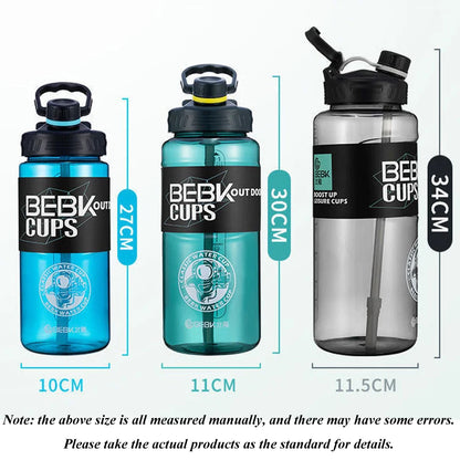 2 Liter Sports Water Bottles Transparent Plastic Water Cup BPA Free Water Bottle Portable Outdoor Travel Drinkware Jug