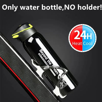 Vacuum Stainless Steel Cycling Water Bottle Double Walled Simple Thermo Mug Insulated With Straw