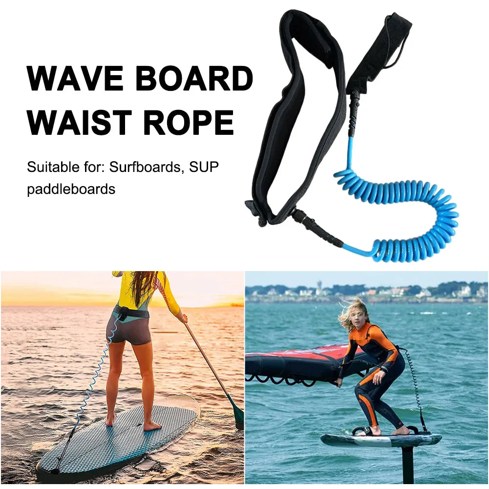 Coiled Leash Maximum Tensile Length Up To 10 Feet Surfboard Waist Rope Adjustable Coiled Surfing Leash for Stand Paddle Boards - Roller