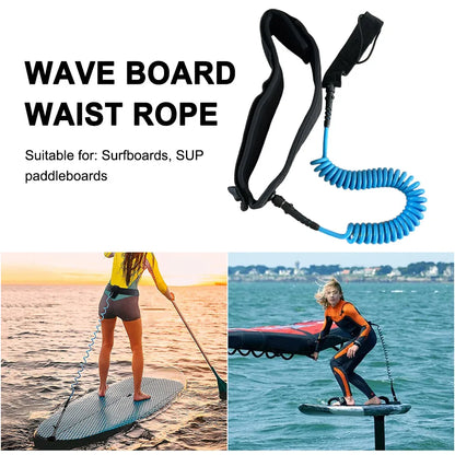 Coiled Leash Maximum Tensile Length Up To 10 Feet Surfboard Waist Rope Adjustable Coiled Surfing Leash for Stand Paddle Boards - Roller