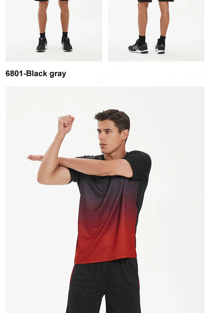 Men Women Quick Drying Running Sets Gym Fitness Suits Outdoor Short Sleeve Sports T-shirt Shorts Badminton Tennis Training Kit - Roller