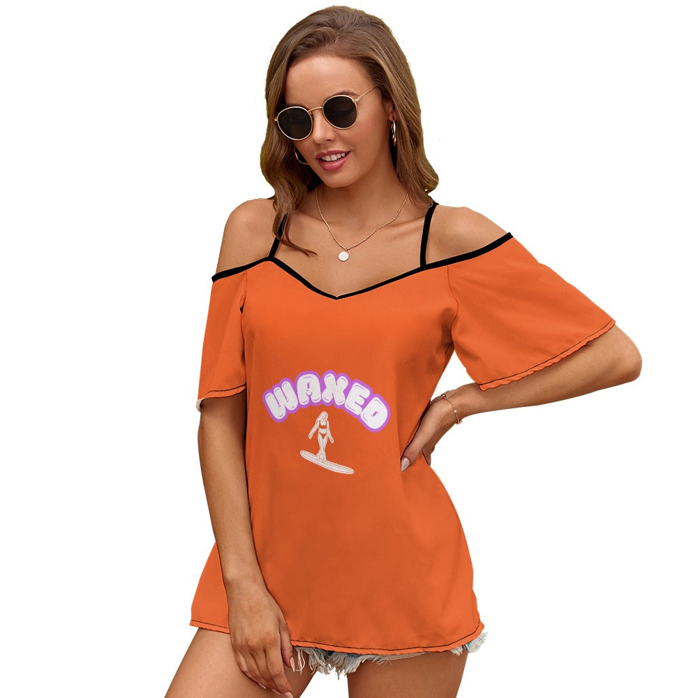 Casual Ladies Off Shoulder Sling Short Sleeve Top - Roller